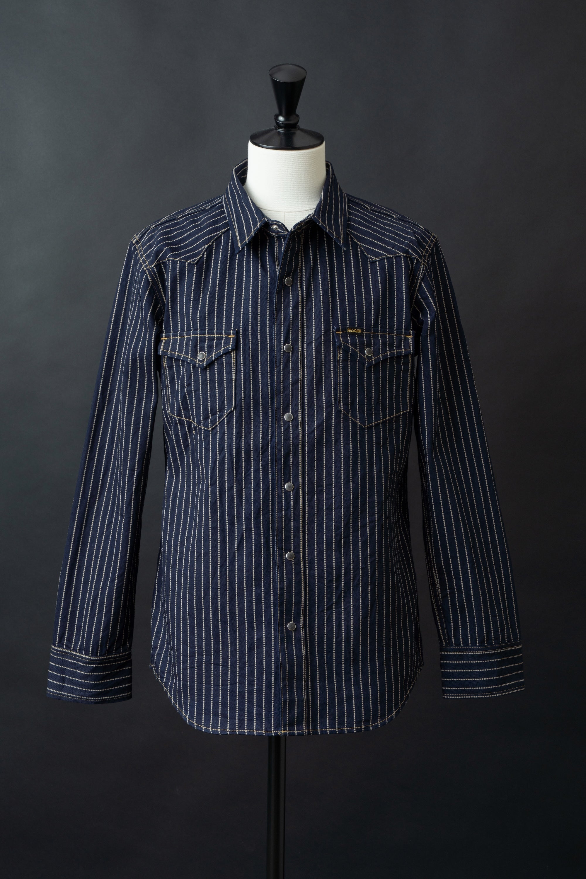 MS004E (055P) 10oz SELVADGE DENIM WESTERN SHIRTS WABASH – BIG JOHN