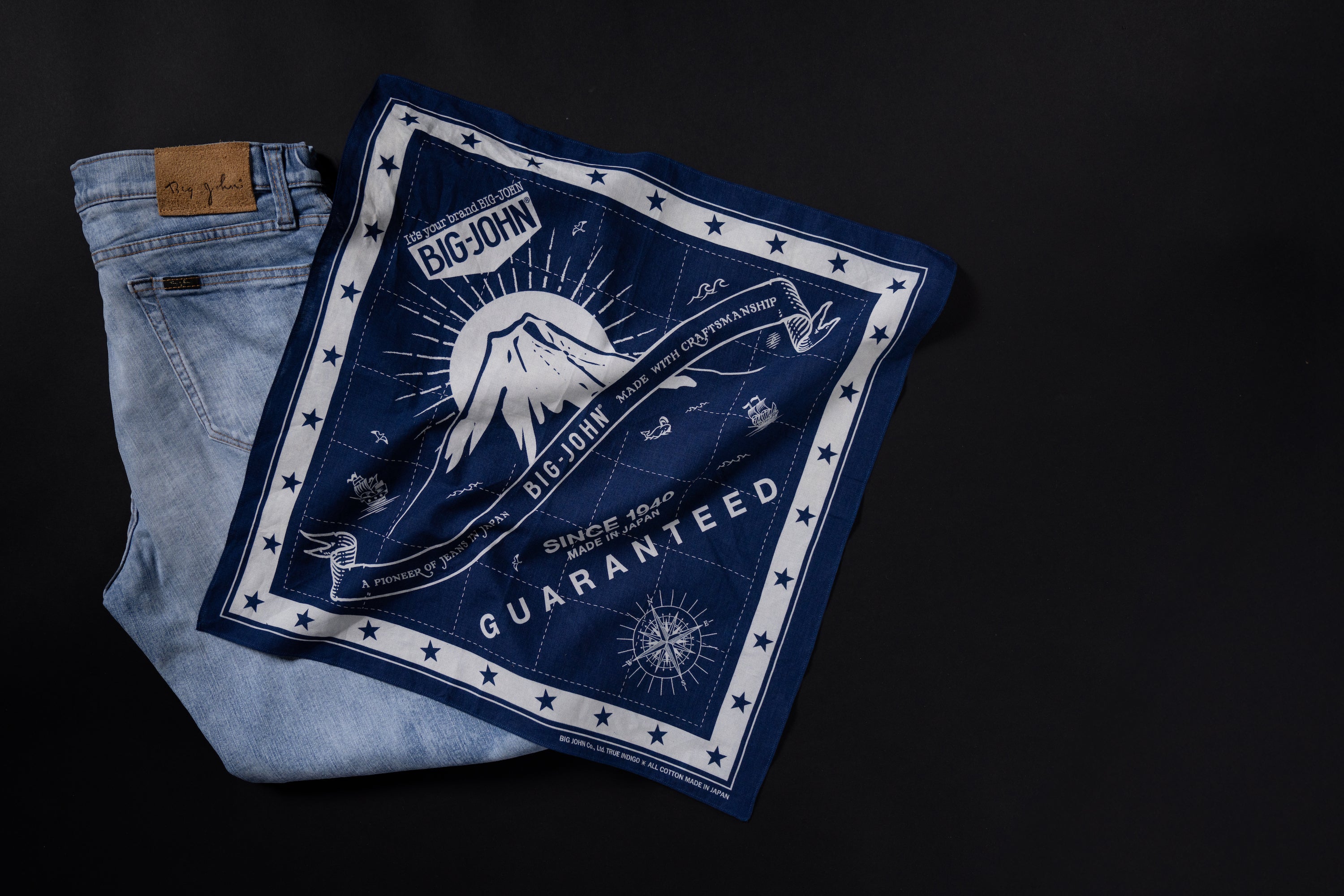 育てる一枚「BIG JOHN INDIGO BANDANA」