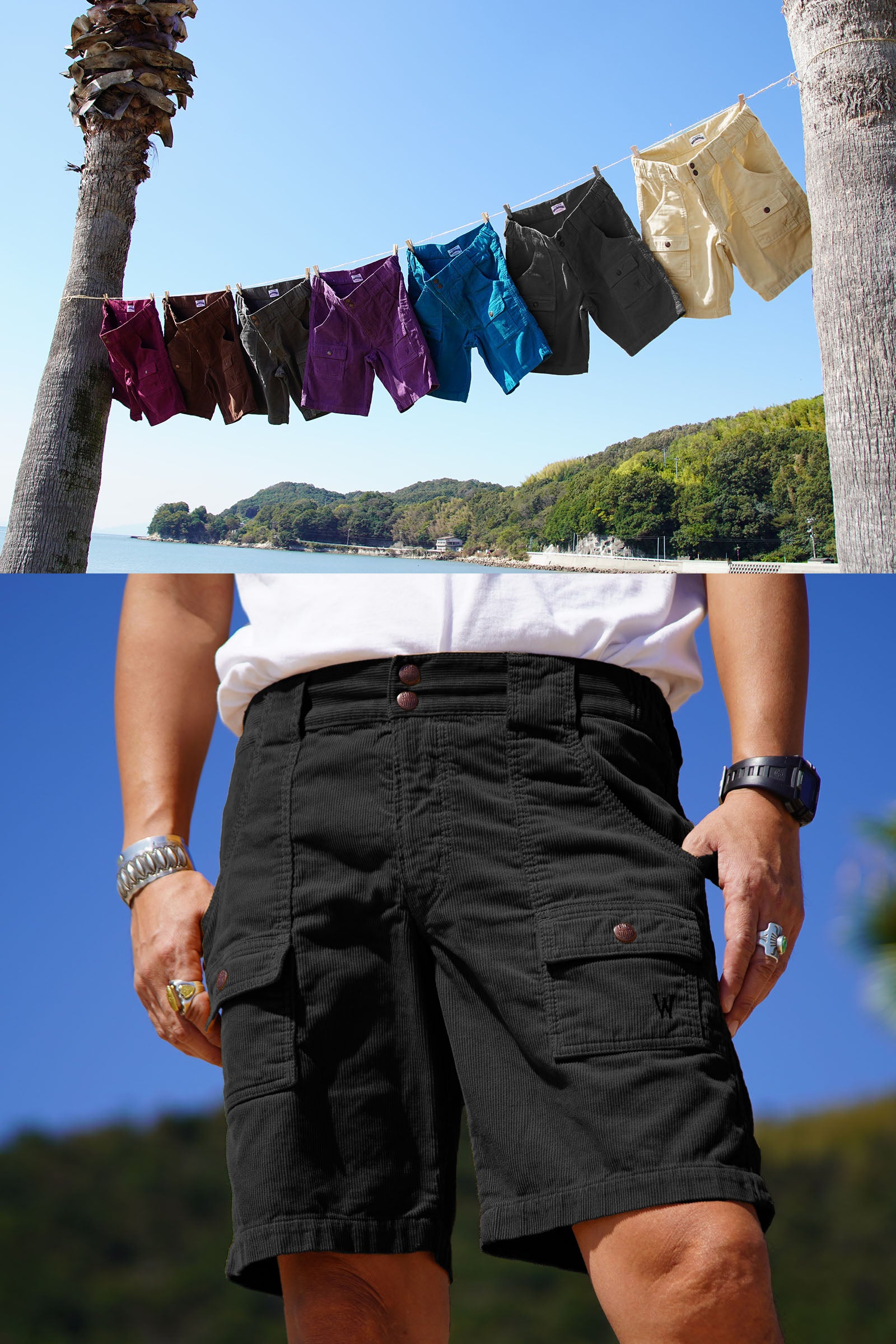 WR788M-67 World Workers Beach Corduroy Buch-Shorts