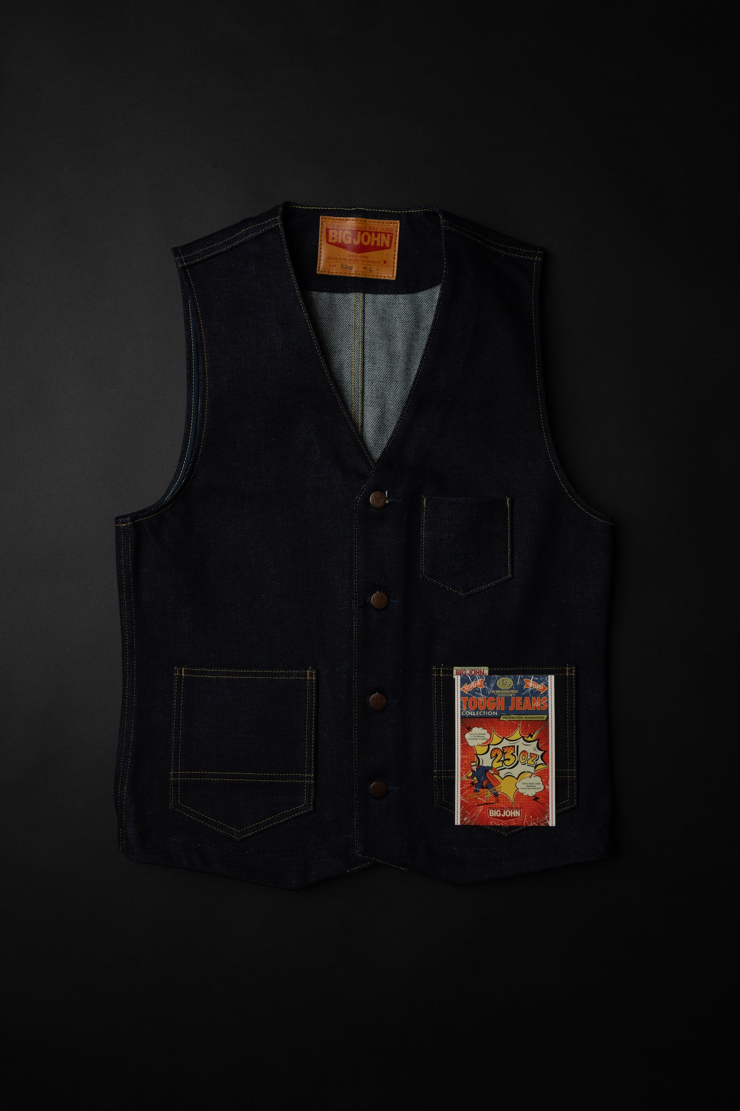 M602G (000B) 23oz selvedge denim Vest