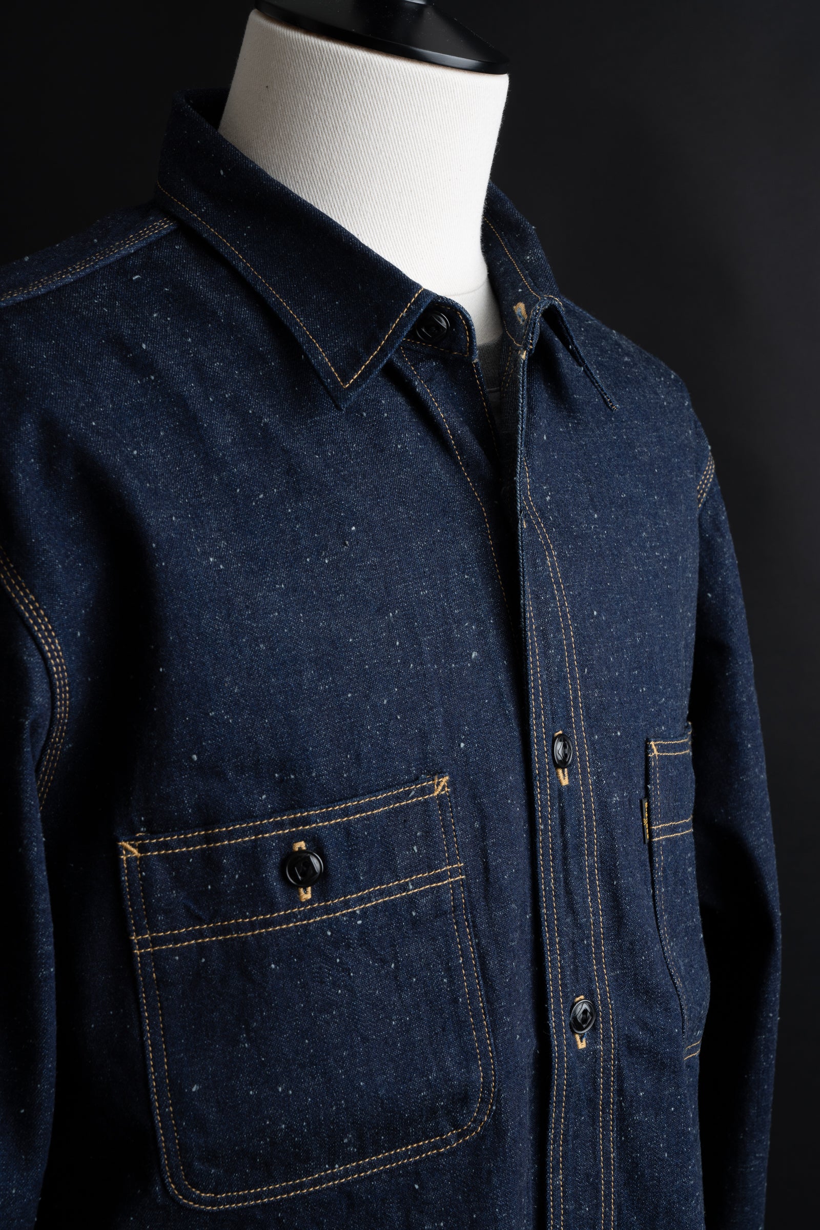 MS005E (001) 10oz SELVADGE DENIM WORK SHIRTS