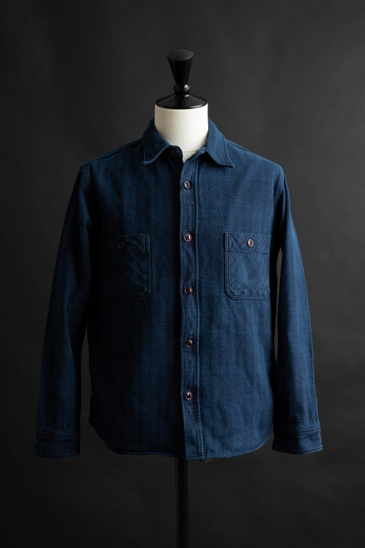 MS002R (IDC) HEAVY COTTON FLANNEL SHIRT INDIGO DYED