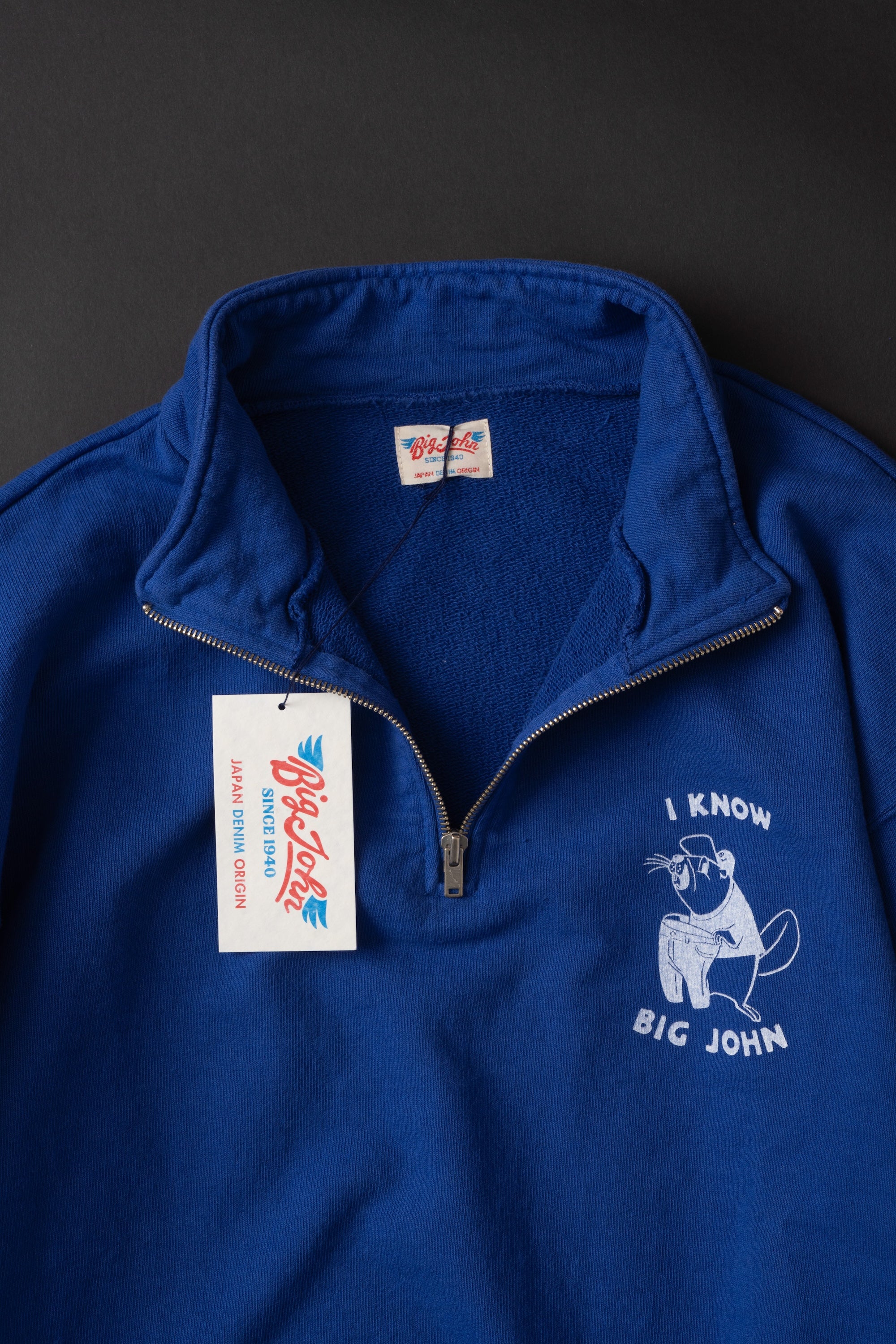 MTE010(03) [BEAVER] HARF ZIP SWEATSHIRTS BLUE