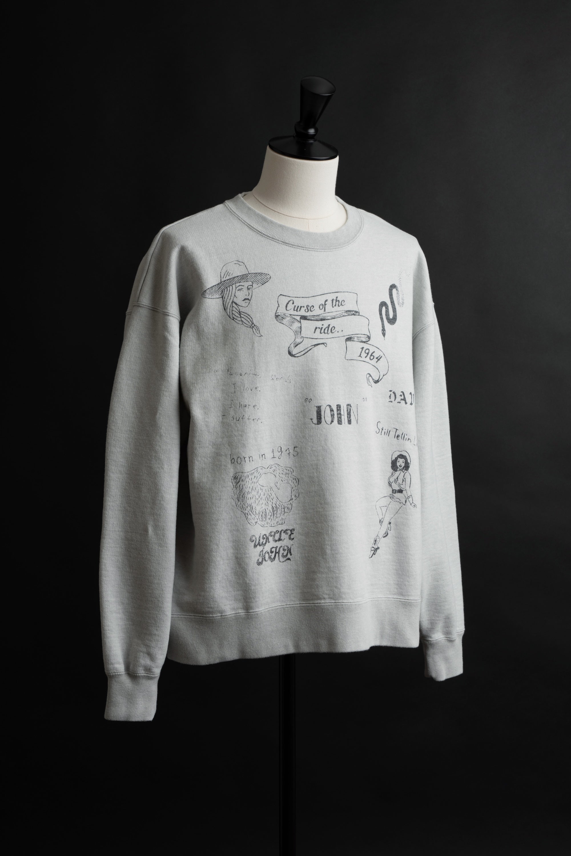 MTE013(64) [Hand-paint style] CREWNECK SWEATSHIRT GRAY