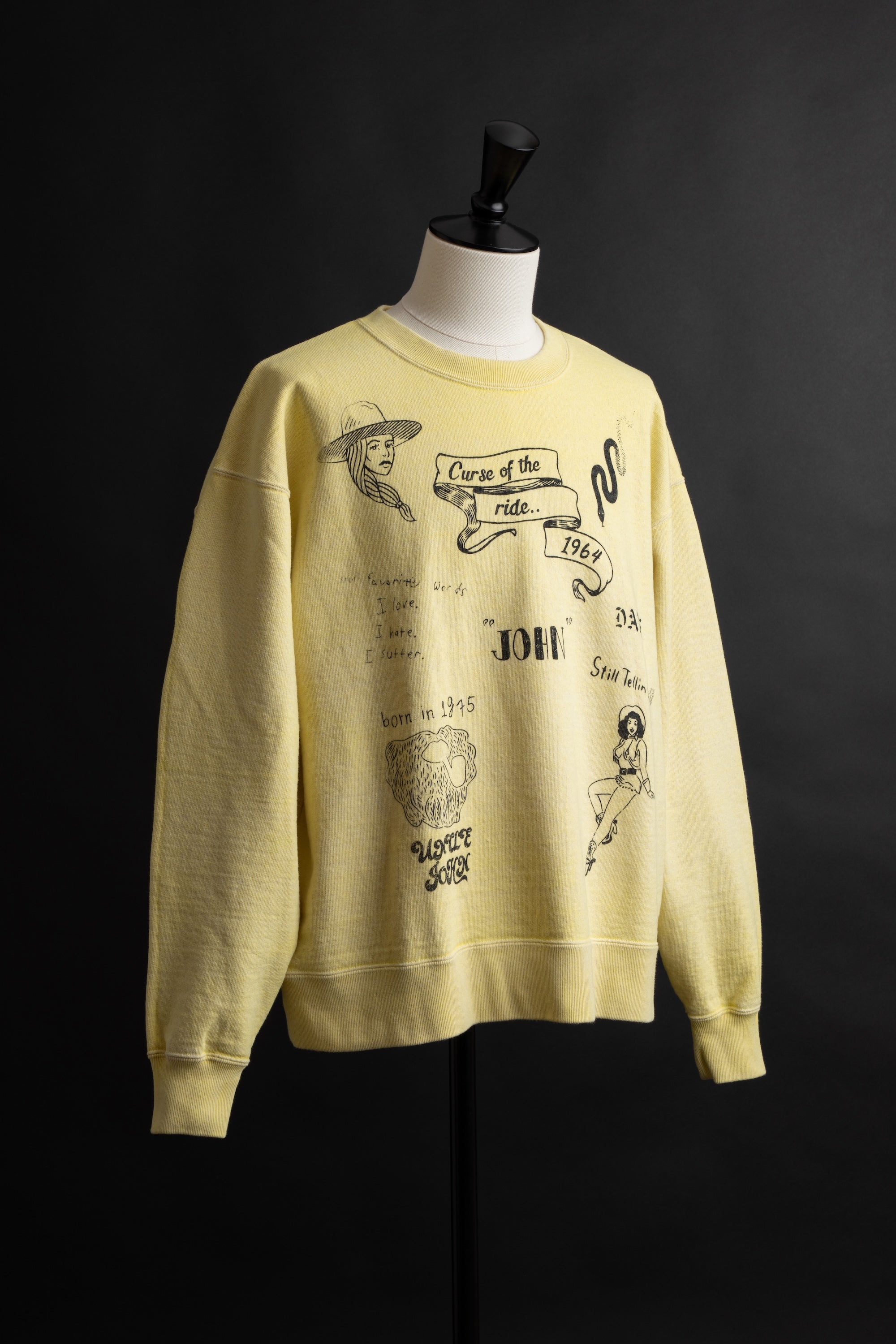 MTE013(43) [Hand-paint style] CREWNECK SWEATSHIRT LITE YELLOW