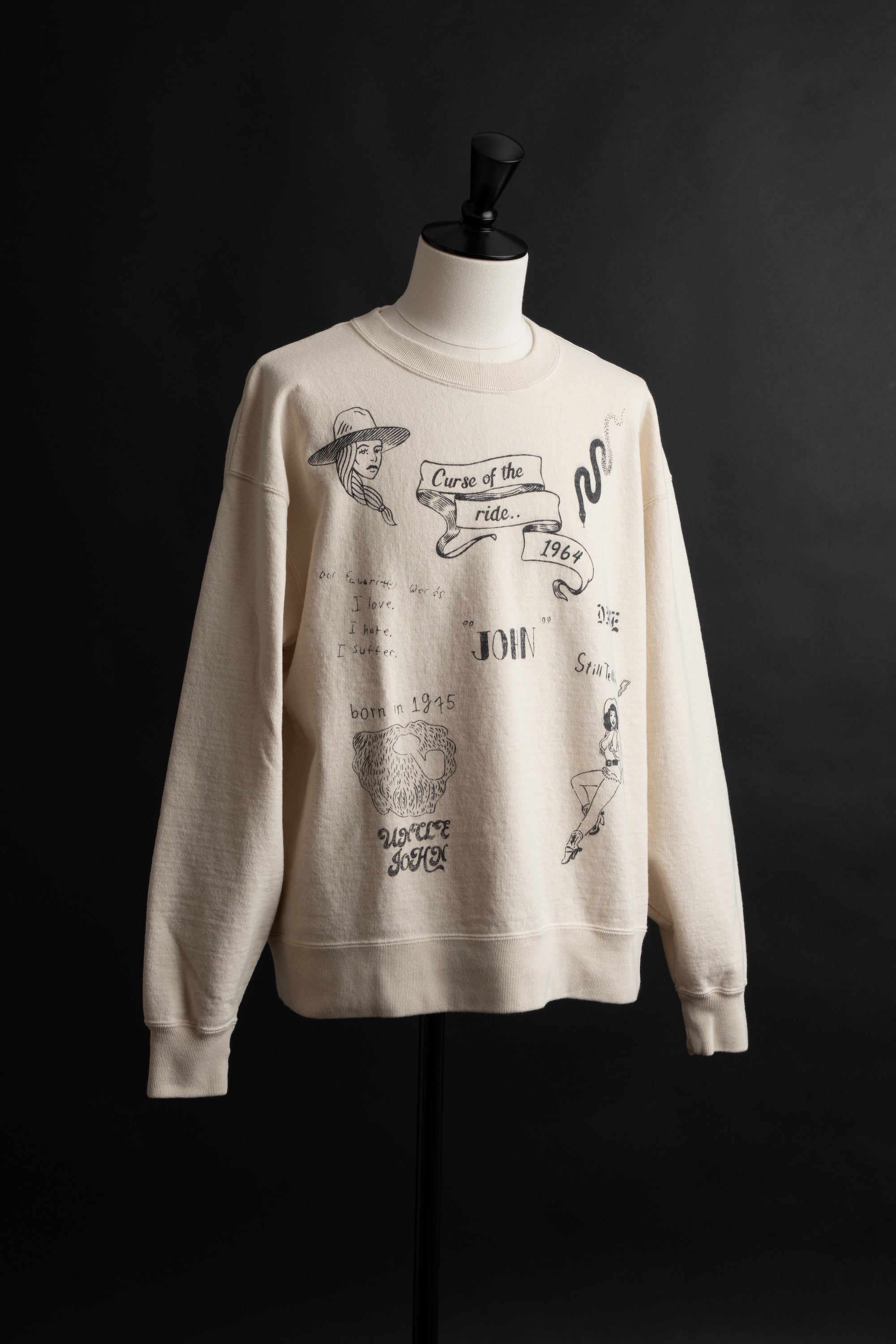 MTE013(66) [Hand-paint style] CREWNECK SWEATSHIRT NATURAL – BIG