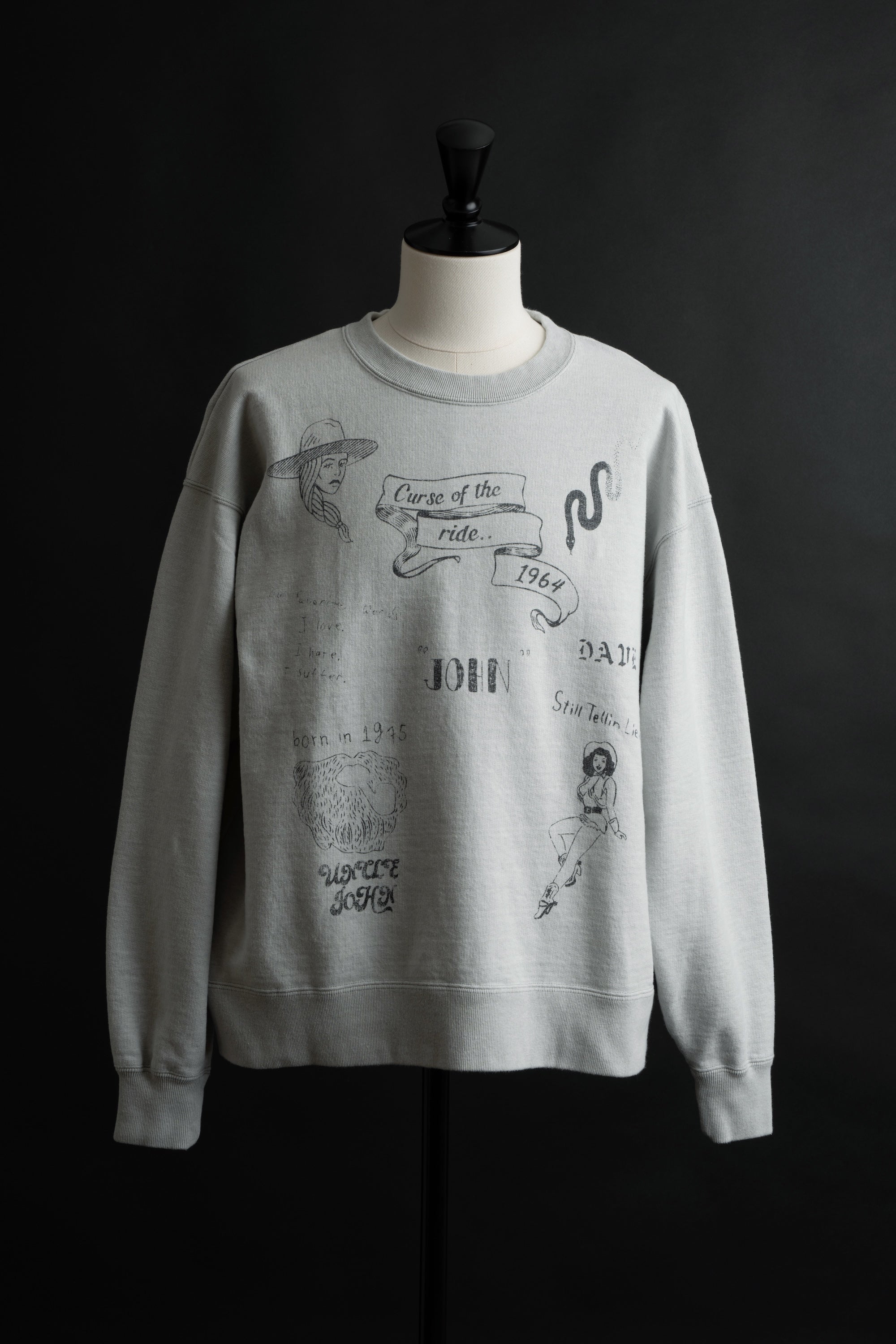 MTE013(64) [Hand-paint style] CREWNECK SWEATSHIRT GRAY – BIG JOHN