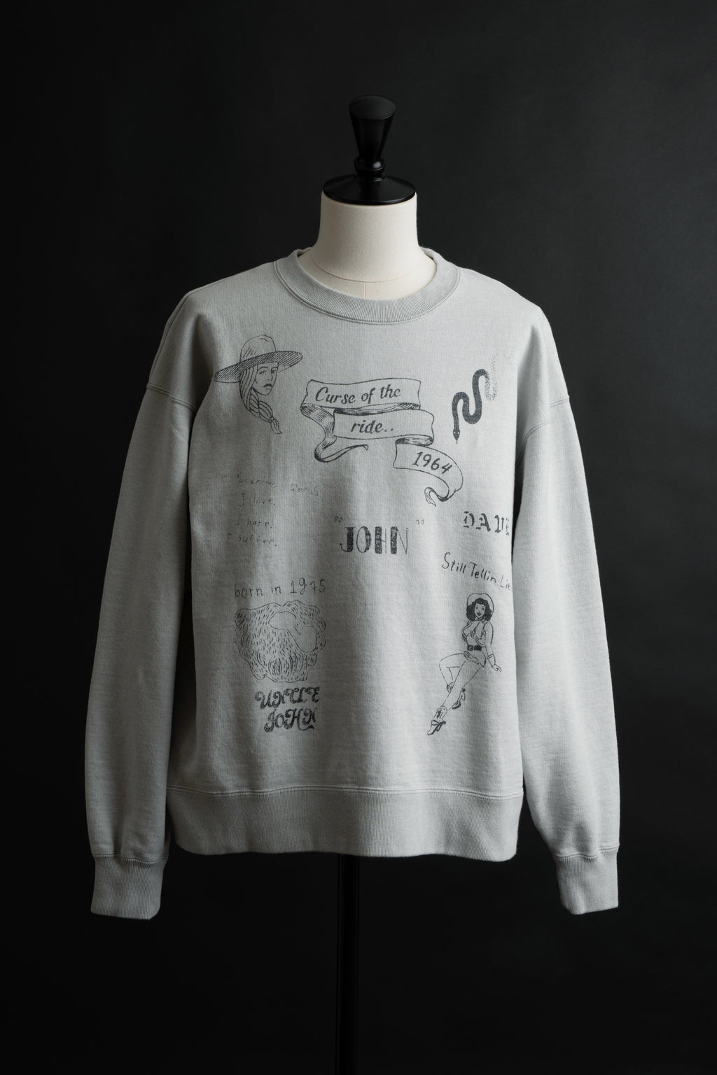 MTE013(64) [Hand-paint style] CREWNECK SWEATSHIRT GRAY