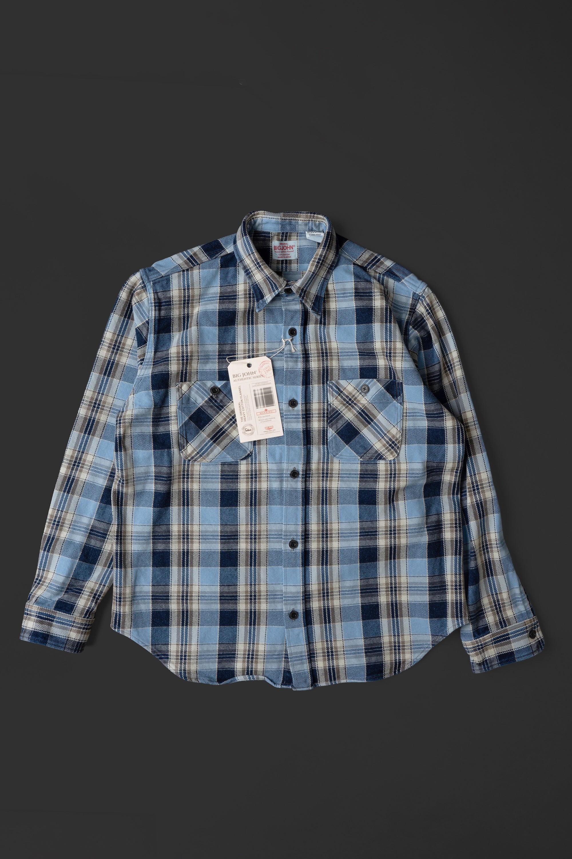 MS001G (BLC)  INDIGO CHECK HEAVY FLANNEL SHIRT
