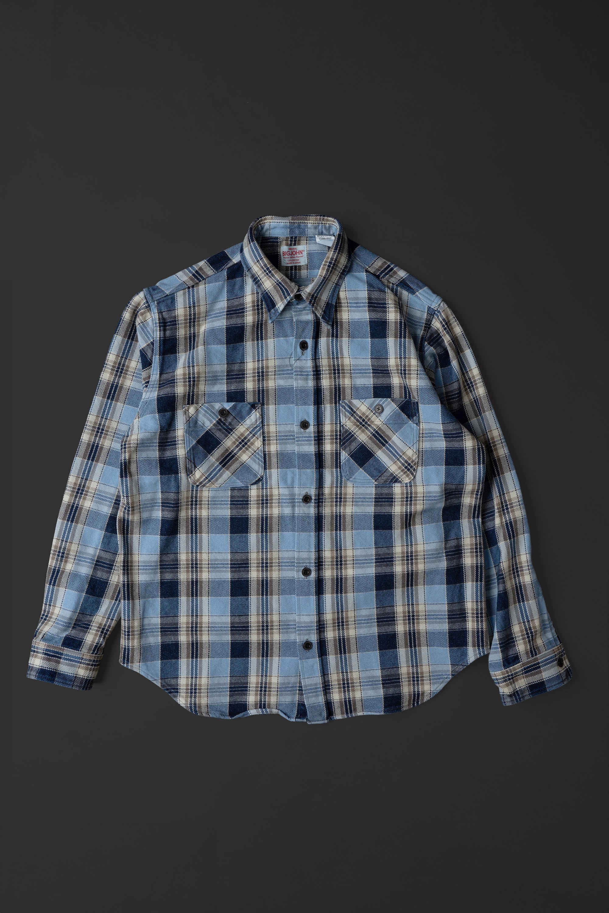 MS001G (BLC)  INDIGO CHECK HEAVY FLANNEL SHIRT