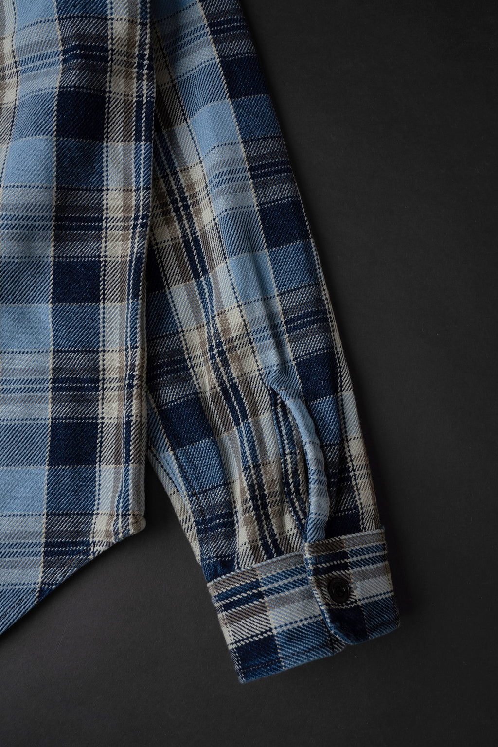 MS001G (BLC)  INDIGO CHECK HEAVY FLANNEL SHIRT