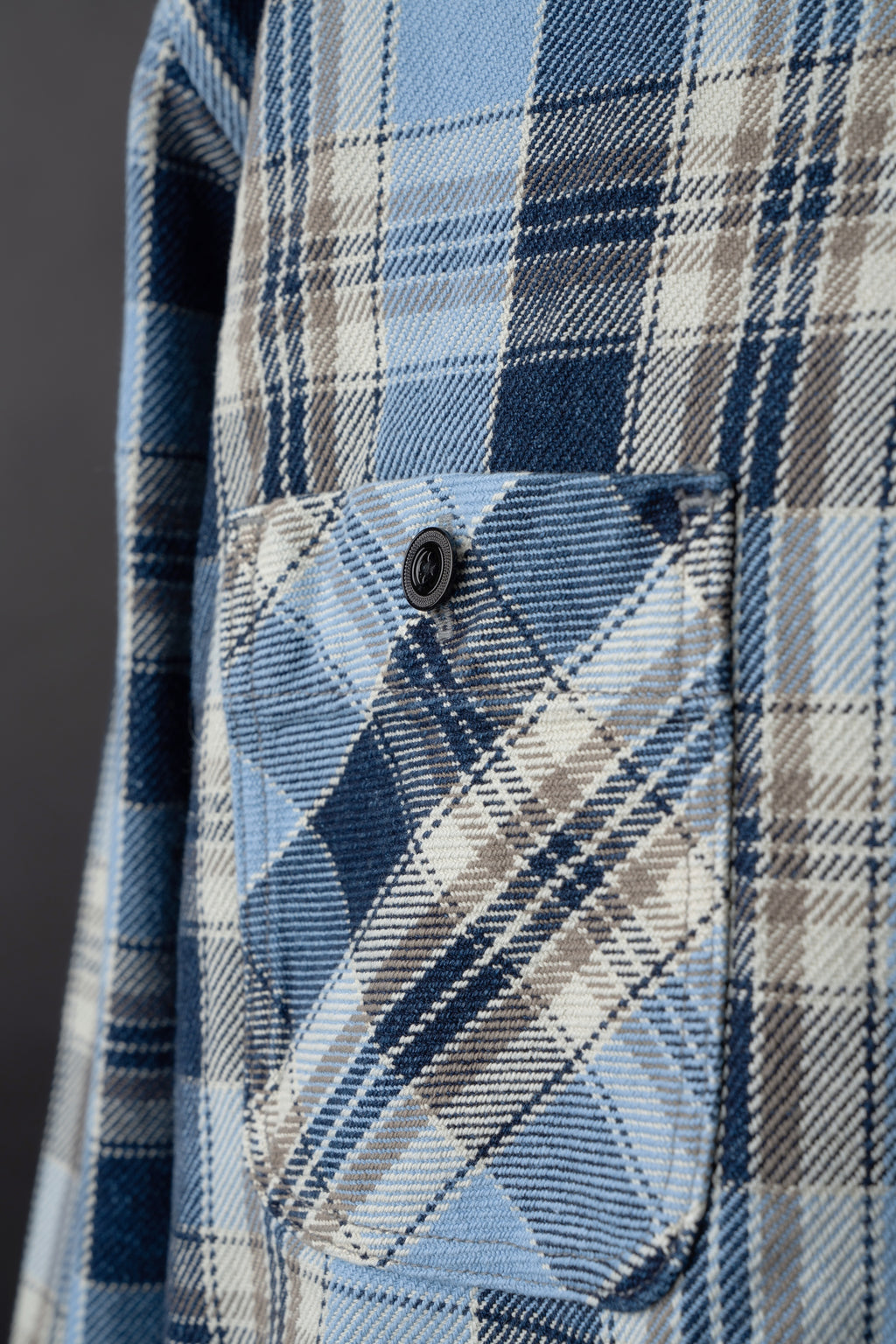 MS001G (BLC)  INDIGO CHECK HEAVY FLANNEL SHIRT