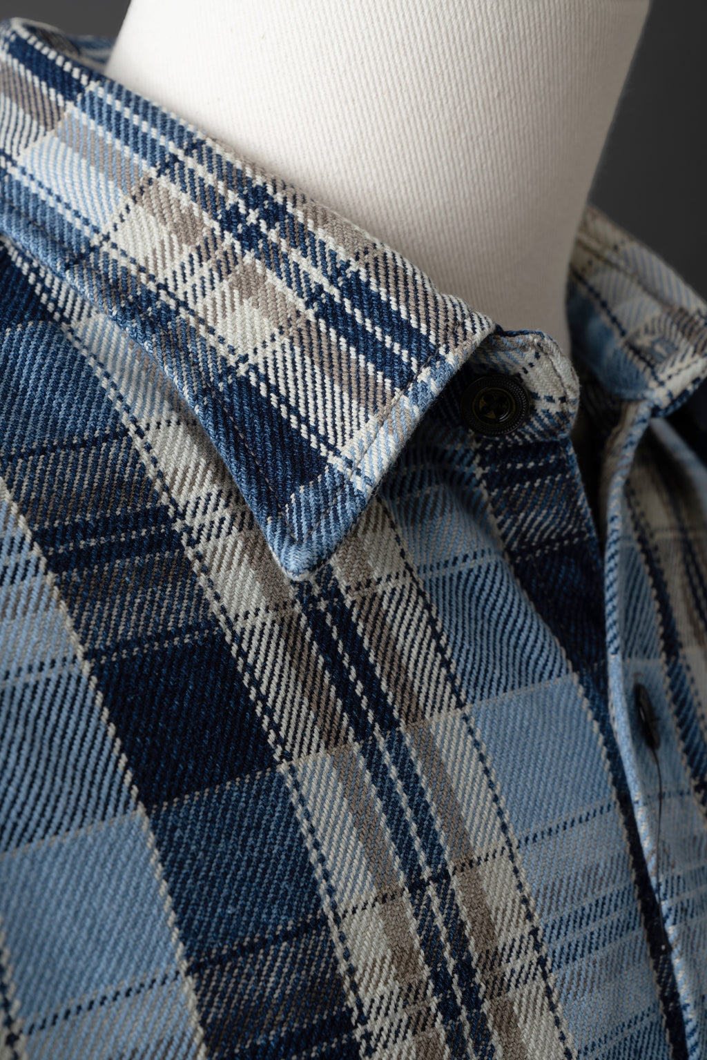 MS001G (BLC)  INDIGO CHECK HEAVY FLANNEL SHIRT