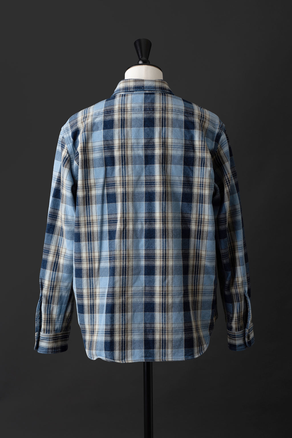 MS001G (BLC)  INDIGO CHECK HEAVY FLANNEL SHIRT
