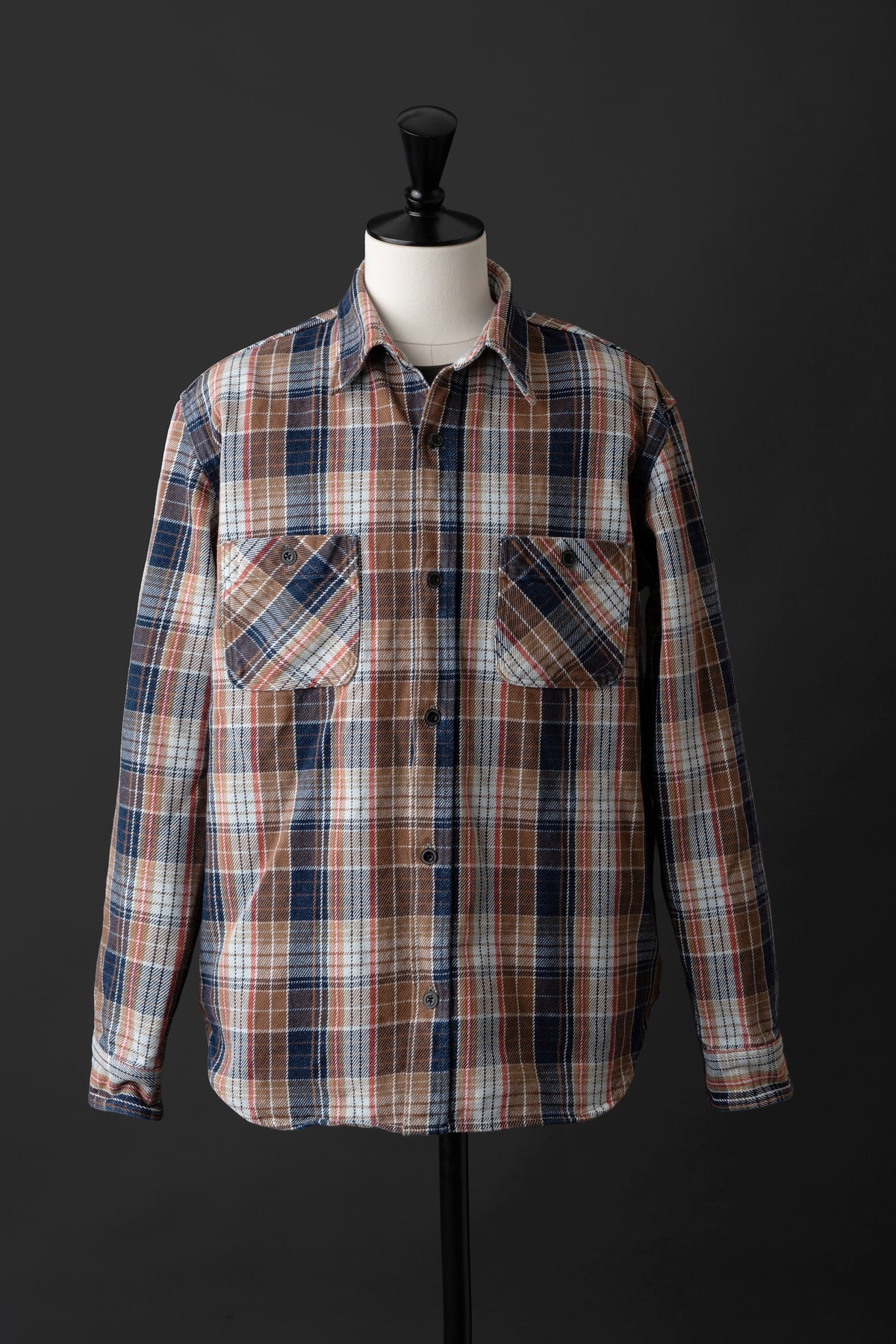 MS001G (REC) INDIGO CHECK HEAVY FLANNEL SHIRT