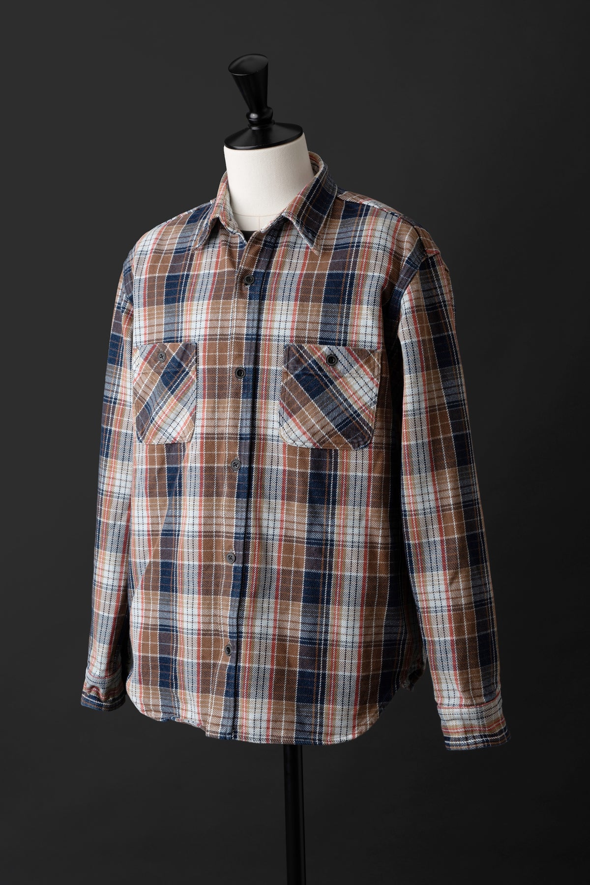 MS001G (REC) INDIGO CHECK HEAVY FLANNEL SHIRT