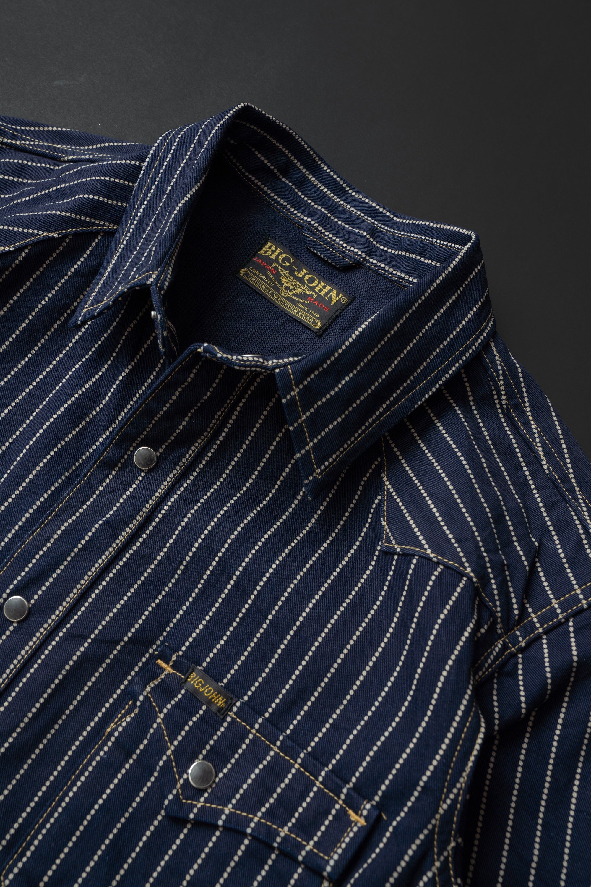MS004E (055P) 10oz SELVADGE DENIM WESTERN SHIRTS WABASH – BIG JOHN