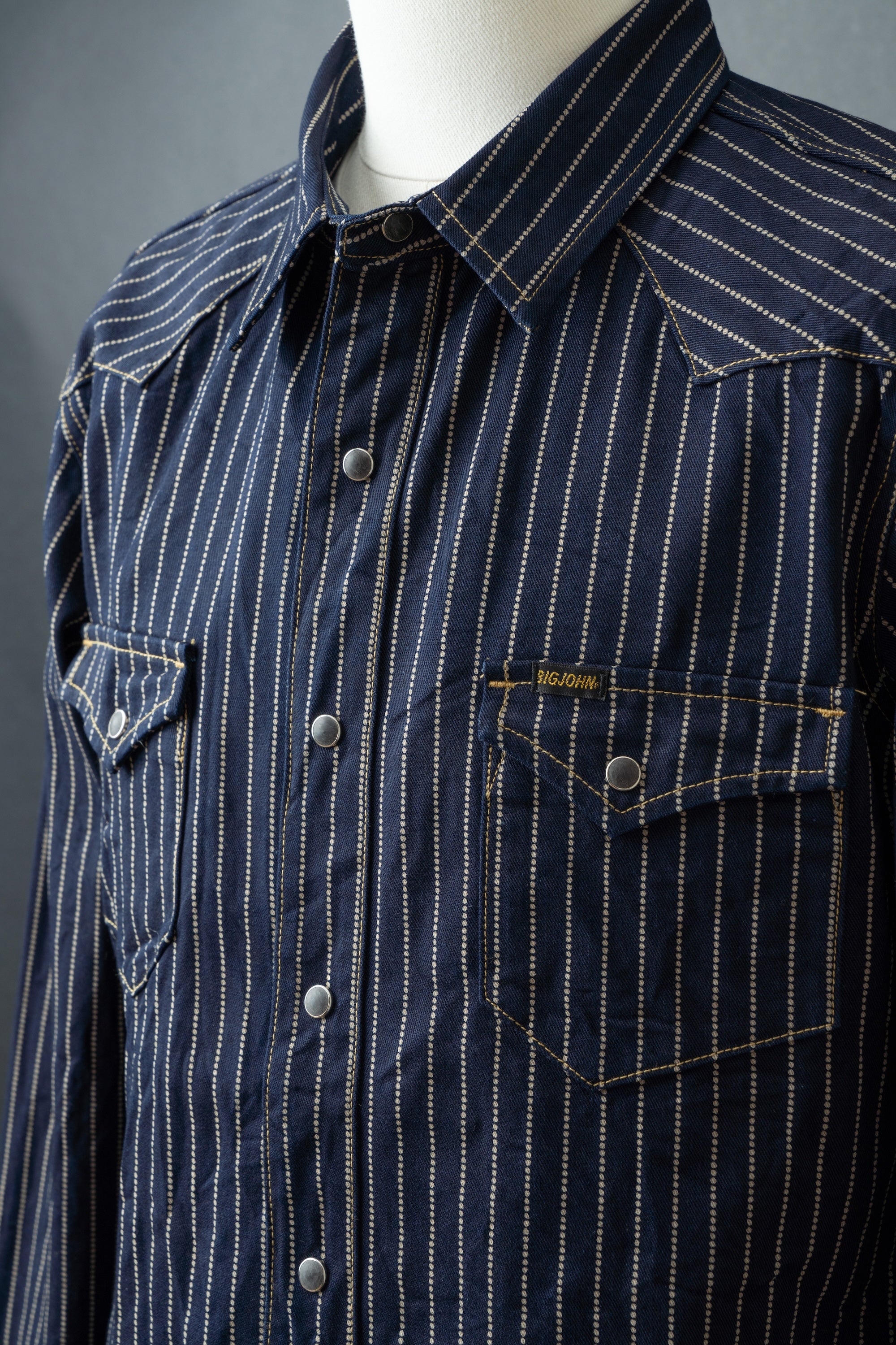 MS004E (055P) 10oz SELVADGE DENIM WESTERN SHIRTS WABASH – BIG JOHN